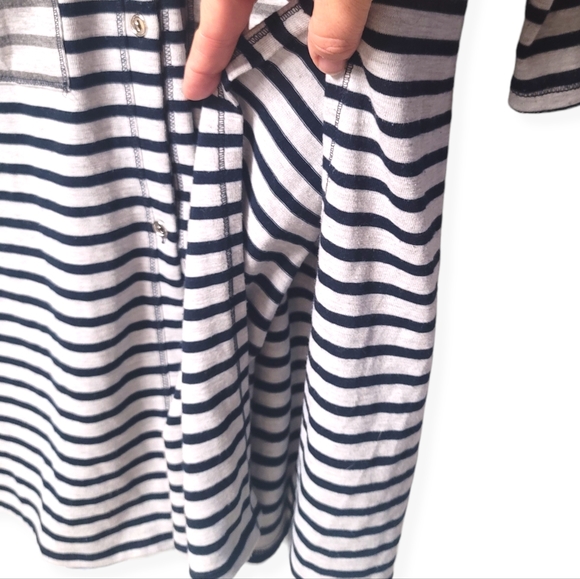 Chicos Zenergy Radley Striped Button Front  Duster Cardigan W/Pockets SZ 1=M - Picture 10 of 11
